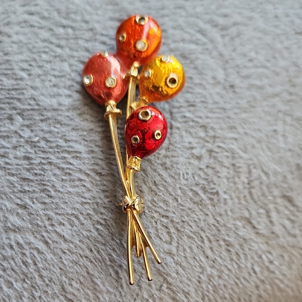Source Unknown Gold and Multicolor Balloon Brooch